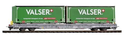 Bemo 2291172 - H0m - Tragwagen mit Container (Valser) R-w 8382, RhB, Ep. VI